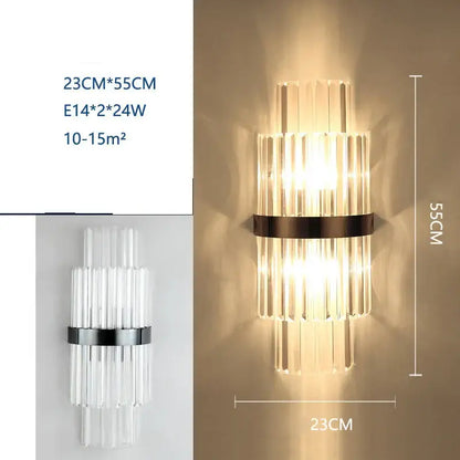 Modern black crystal wall lamp living room glass sconce