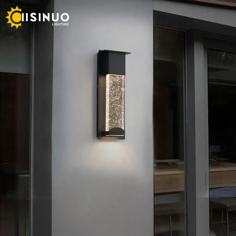 Modern black crystal wall light with pir motion sensor for outdoor