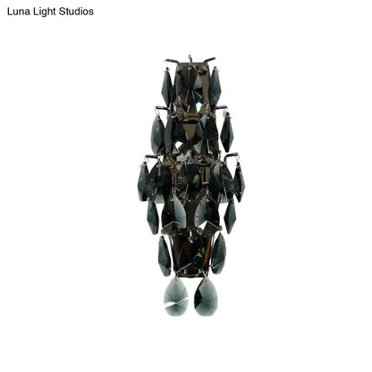 Modern black crystal wall sconce living room gem fixture