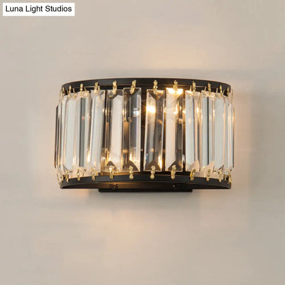 DecorBites™ Modern Black Crystal Wall Sconce with 2 Bulbs - Surface Mounted Light Fixture