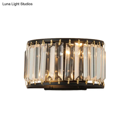 DecorBites™ Modern Black Crystal Wall Sconce with 2 Bulbs - Surface Mounted Light Fixture