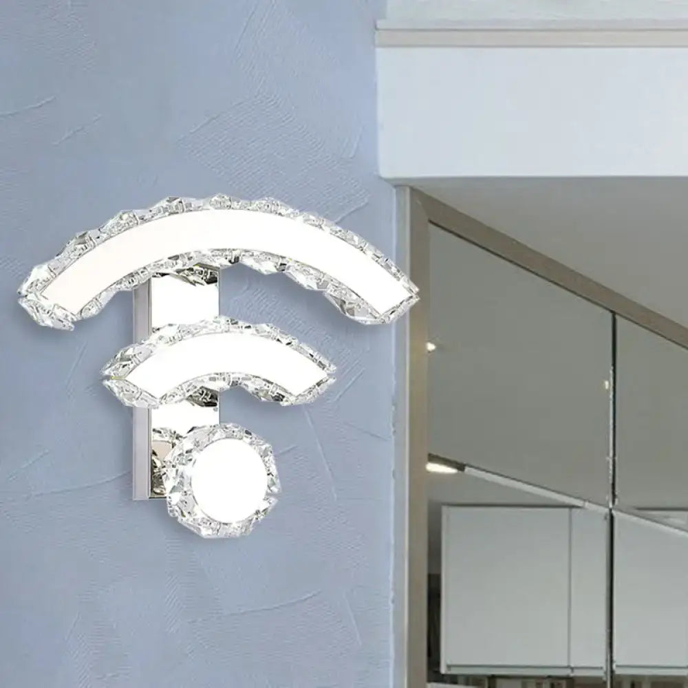Modern black crystal wifi led wall light warm & white bedroom sconce