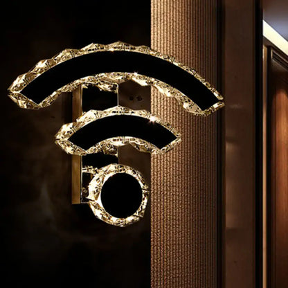 Modern black crystal wifi led wall light warm & white bedroom sconce