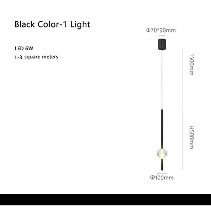 Modern black cube crystal pendant lamps for living room