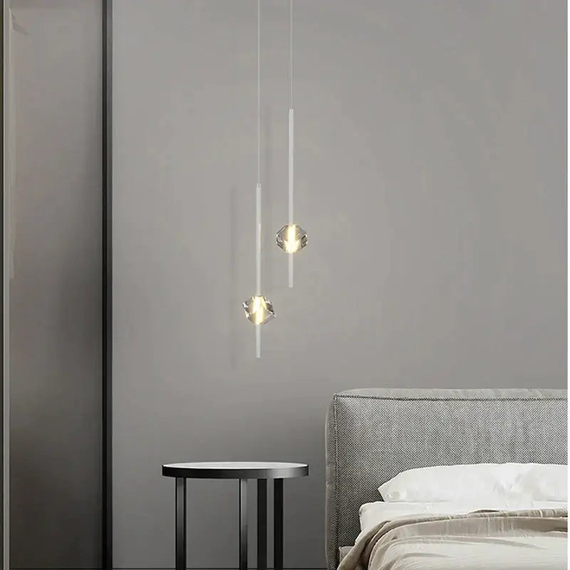 Modern black cube crystal pendant lamps for living room