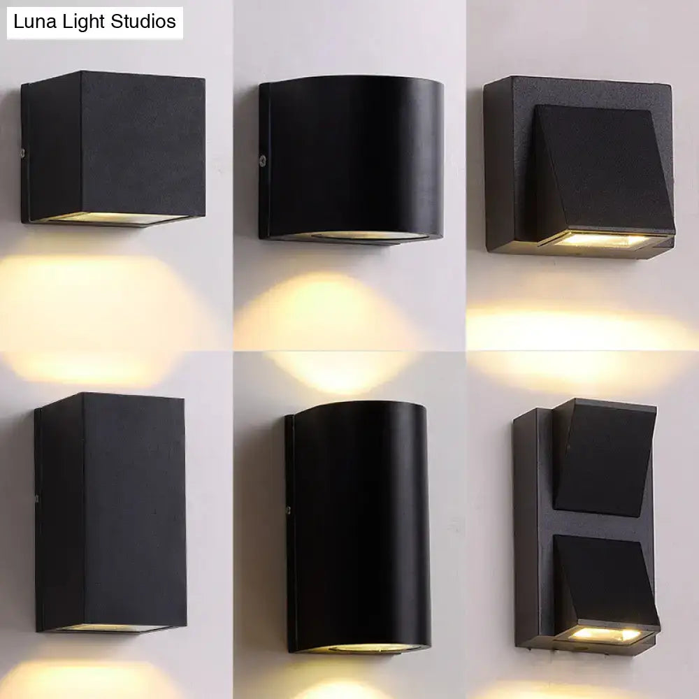 Modern black cube led wall sconce porch light 110v-120v
