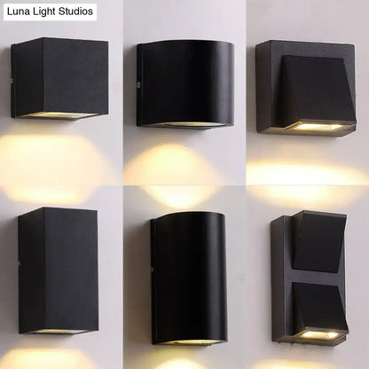 Modern black cube led wall sconce porch light 110v-120v
