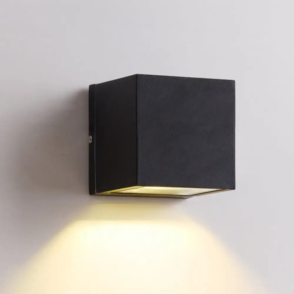 Modern black cube led wall sconce porch light 110v-120v
