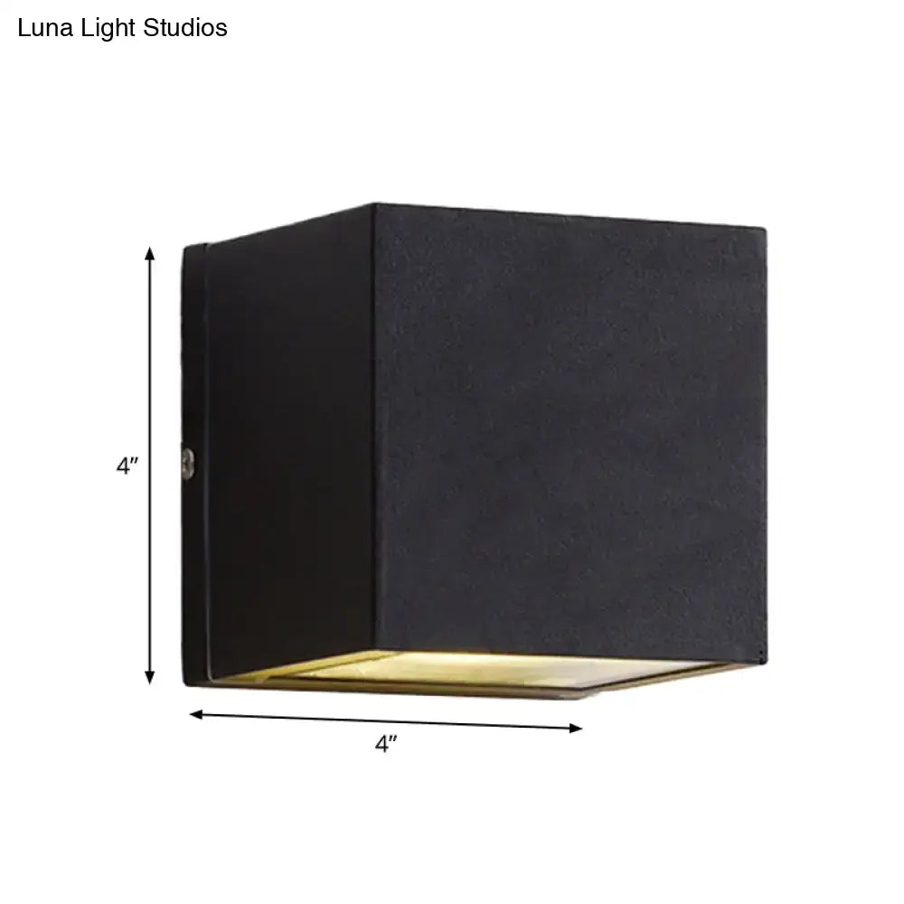 Modern black cube led wall sconce porch light 110v-120v