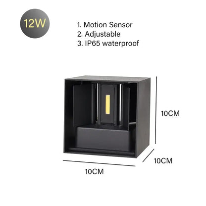 Modern black cube motion sensor led wall lamp outdoor sconce