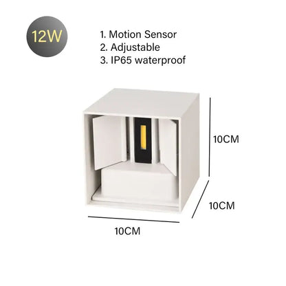 Modern black cube motion sensor led wall lamp outdoor sconce