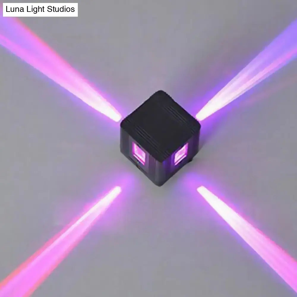 Modern black cubic led wall lamp bedroom projector light