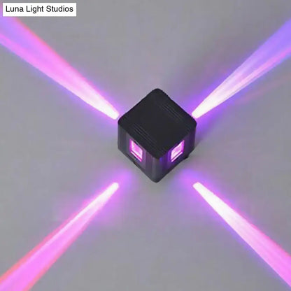 Modern black cubic led wall lamp bedroom projector light
