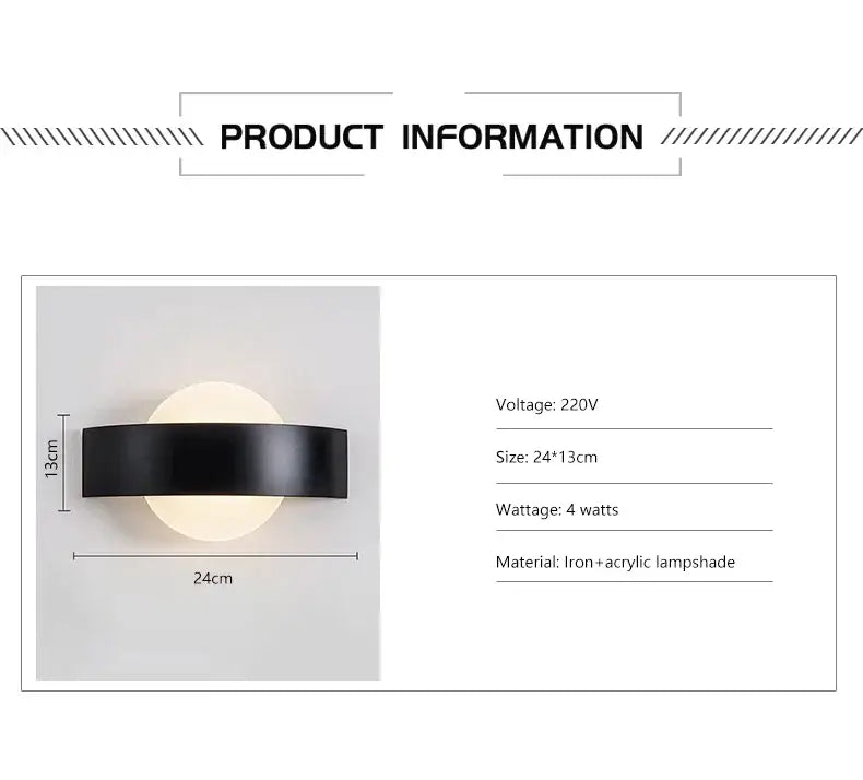 Modern black curved led wall light kitchen and dining fixture