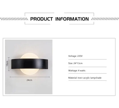 Modern black curved led wall light kitchen and dining fixture