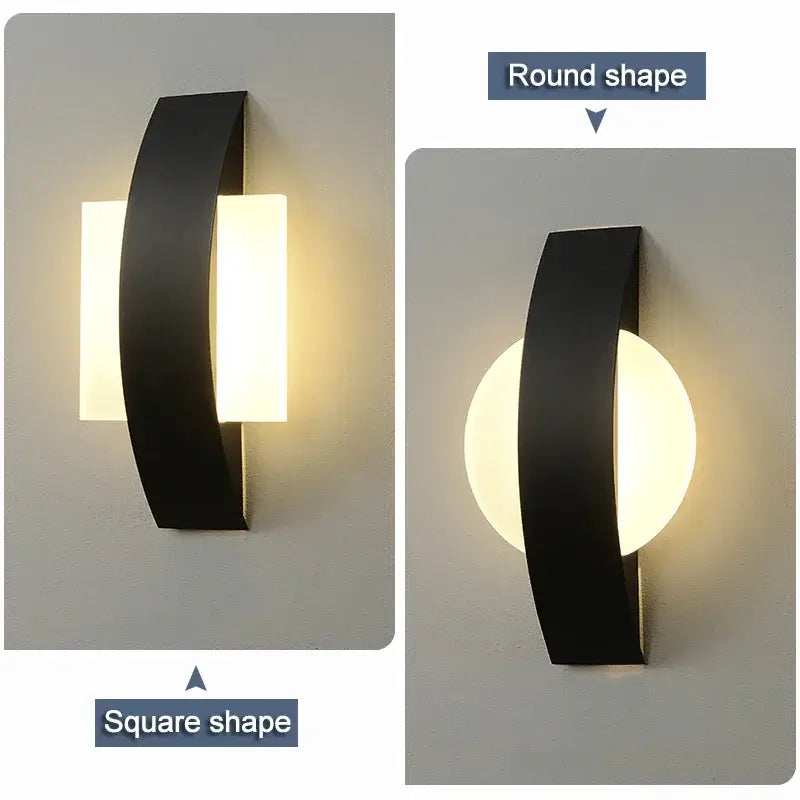 Modern black curved led wall light kitchen and dining fixture