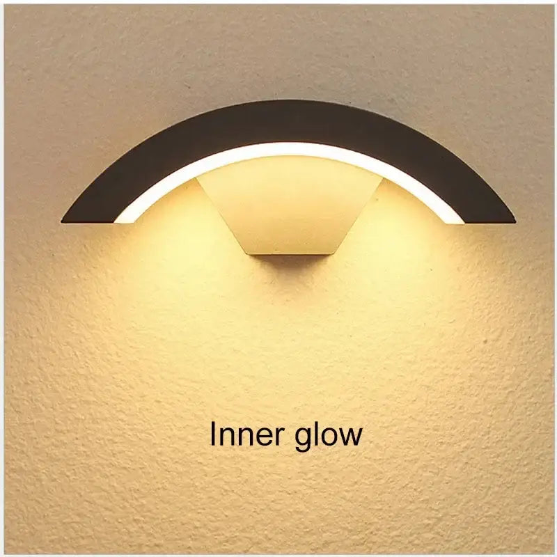 Modern black curved led waterproof outdoor wall lamp porch motion sensor