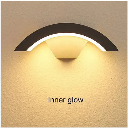 Modern black curved led waterproof outdoor wall lamp porch motion sensor