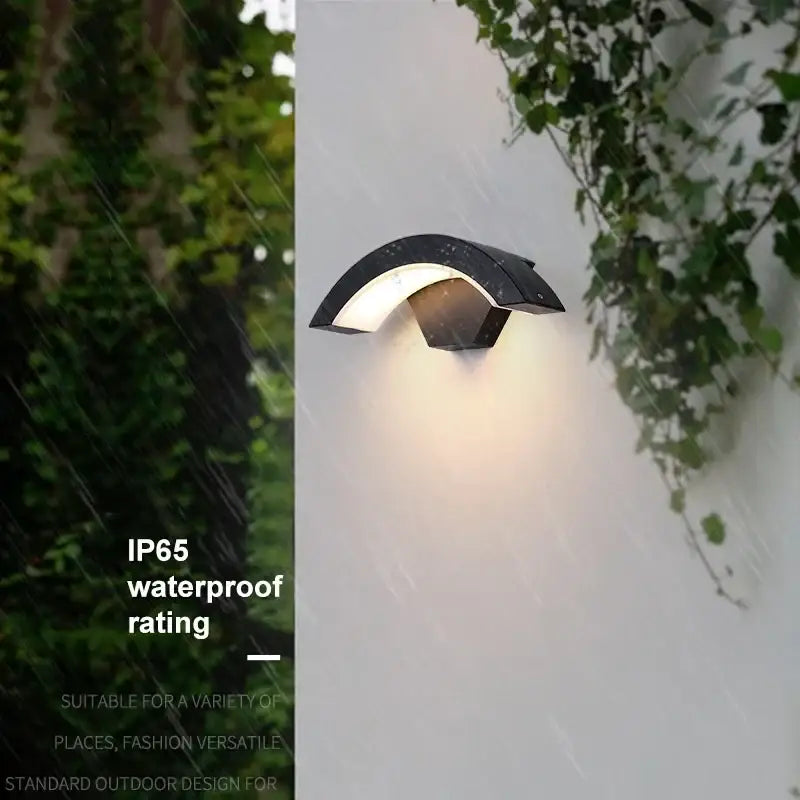 Modern black curved led waterproof outdoor wall lamp porch motion sensor