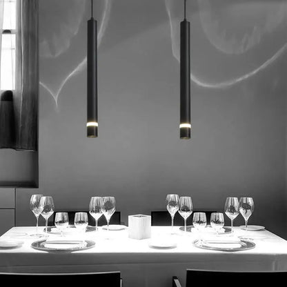 Modern black cylinder pipe pendant light for dining room kitchen