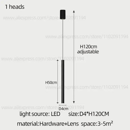 Modern black cylindrical led staircase chandelier suspension light