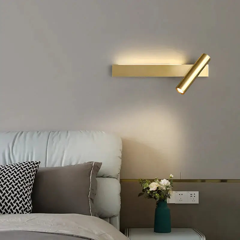 Modern black cylindrical wall light bedroom reading lamp