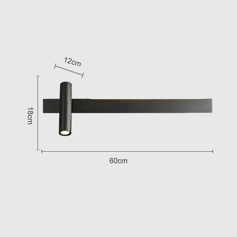 Modern black cylindrical wall light bedroom reading lamp