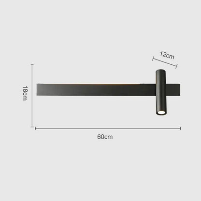Modern black cylindrical wall light bedroom reading lamp