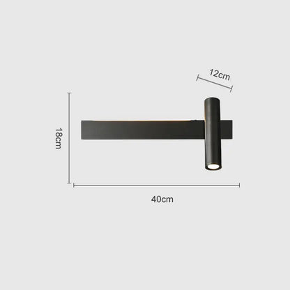 Modern black cylindrical wall light bedroom reading lamp