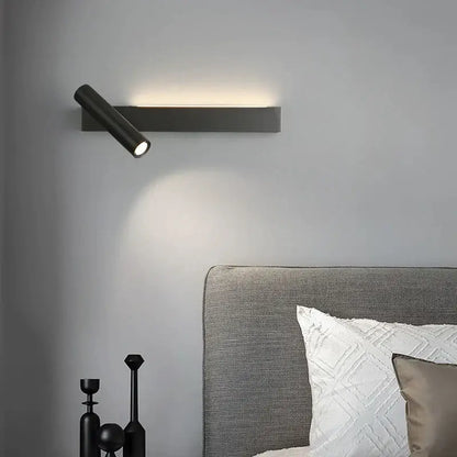Modern black cylindrical wall light bedroom reading lamp