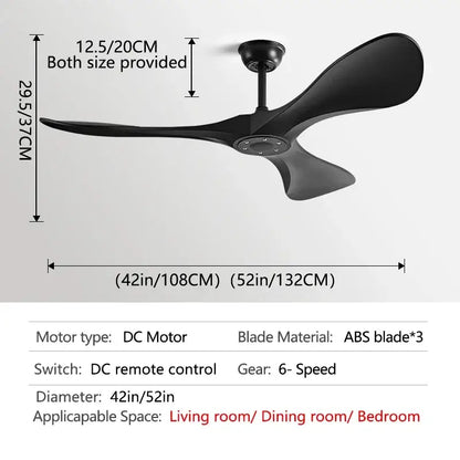 Modern black & dark brown ceiling fan with remote control bedroom