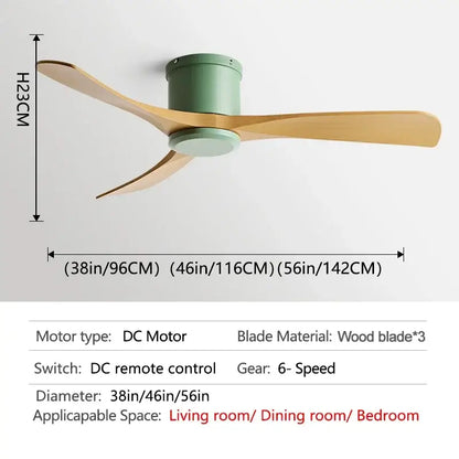 Modern black dc motor ceiling fan with remote control dining room