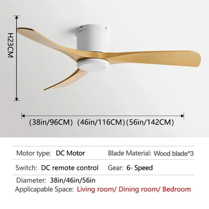 Modern black dc motor ceiling fan with remote control dining room