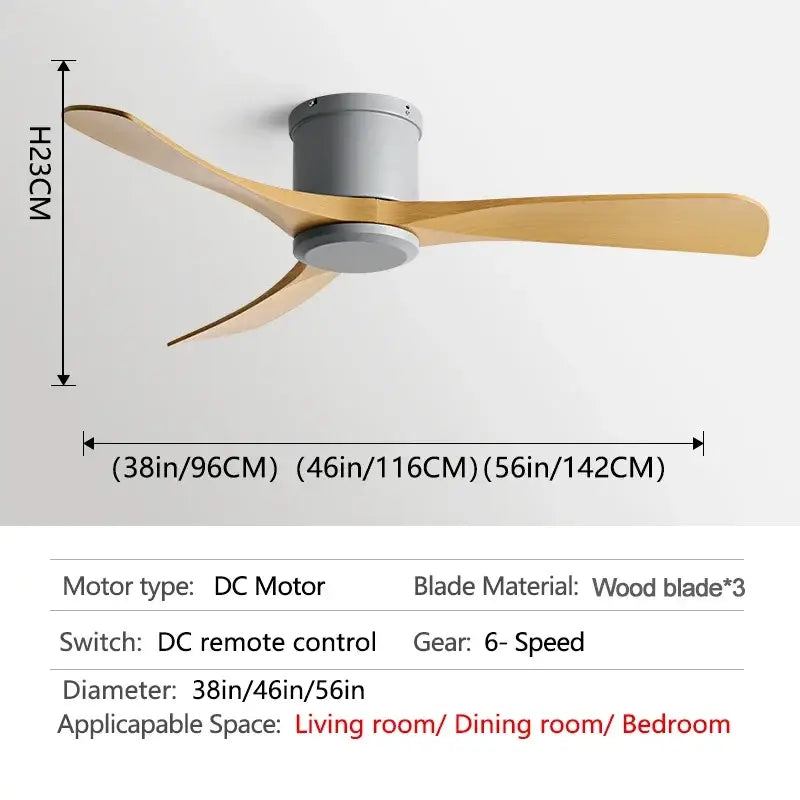 Modern black dc motor ceiling fan with remote control dining room
