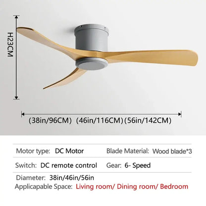 Modern black dc motor ceiling fan with remote control dining room