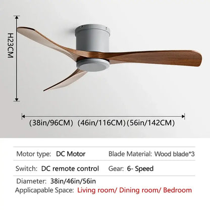 Modern black dc motor ceiling fan with remote control dining room