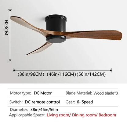 Modern black dc motor ceiling fan with remote control dining room