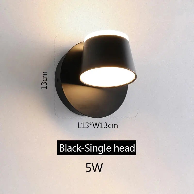 Modern black adjustable led wall lamp bedroom sconce