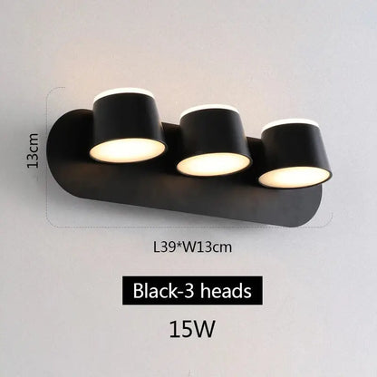 Modern black adjustable led wall lamp bedroom sconce
