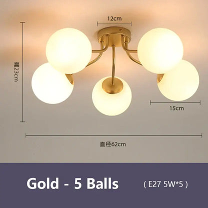 Modern black bubble glass led ceiling light living room