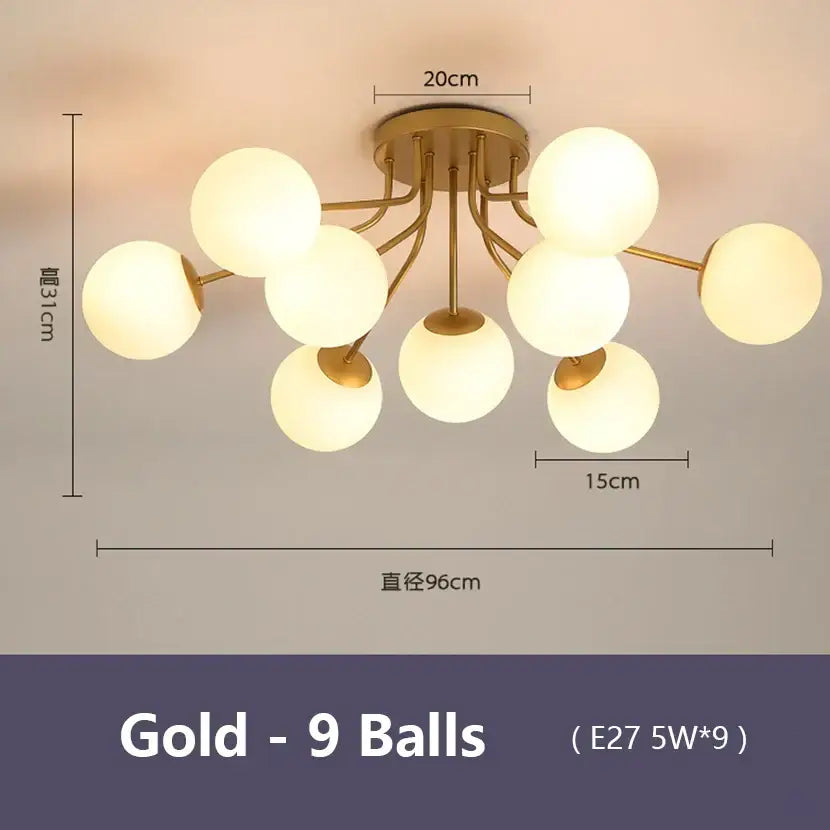 Modern black bubble glass led ceiling light living room