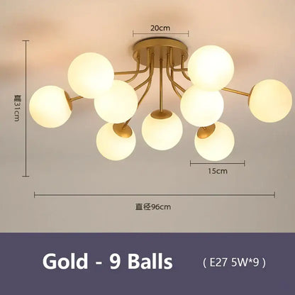 Modern black bubble glass led ceiling light living room