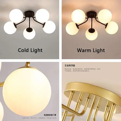Modern black bubble glass led ceiling light living room