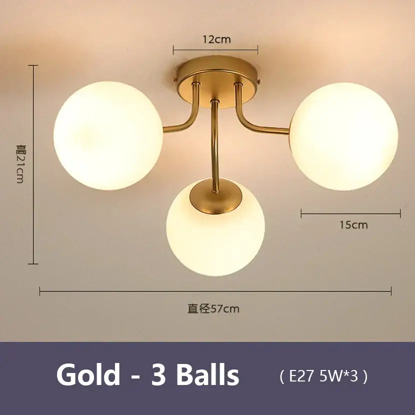 Modern black bubble glass led ceiling light living room