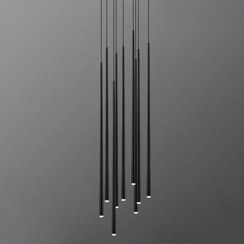 Modern black conical chandelier stair lamp kitchen lighting