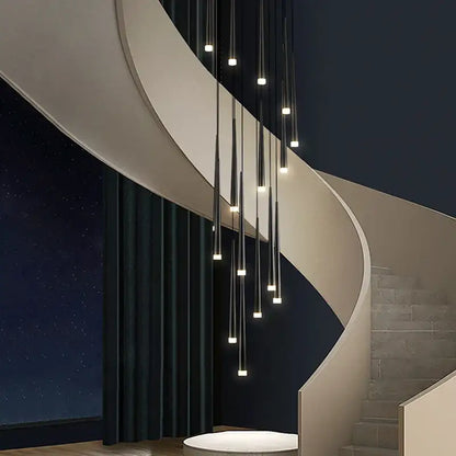 Modern black conical chandelier stair lamp kitchen lighting