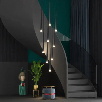 Modern black conical chandelier stair lamp kitchen lighting
