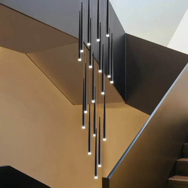 Modern black conical chandelier stair lamp kitchen lighting