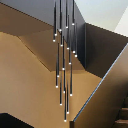Modern black conical chandelier stair lamp kitchen lighting
