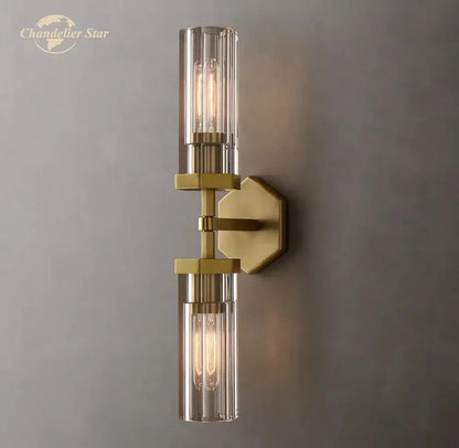 Modern black crystal hexagonal sconce for living room